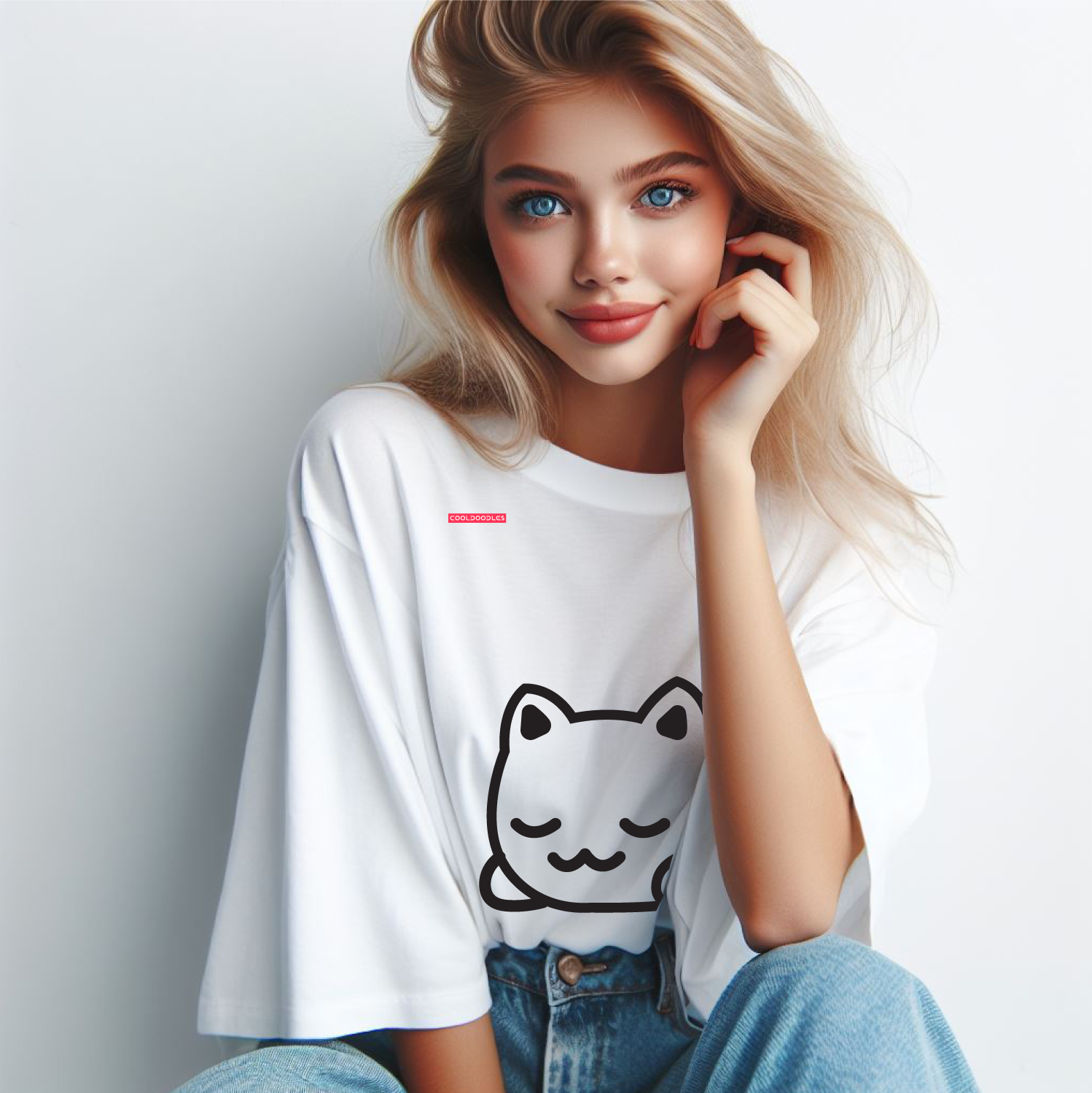 Sleepy Cat Playera Oversize